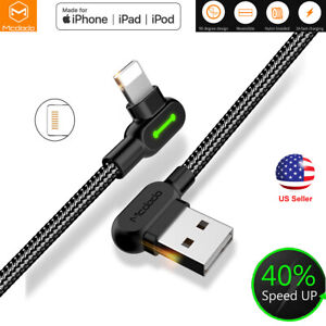 Elbow LED USB Fast Charging Cable Cord Charger for iPhone 14 13 12 11 Pro XS Max