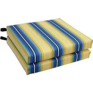 NIP Set of 2 Blazing Needles Walden Summer Seat Cushions | Striped, Outdoor - Picture 1 of 3