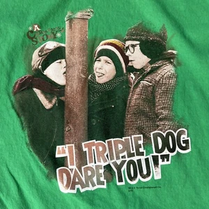 A Christmas Story T Shirt Mens Medium Green I Triple Dog Dare You - Picture 1 of 7