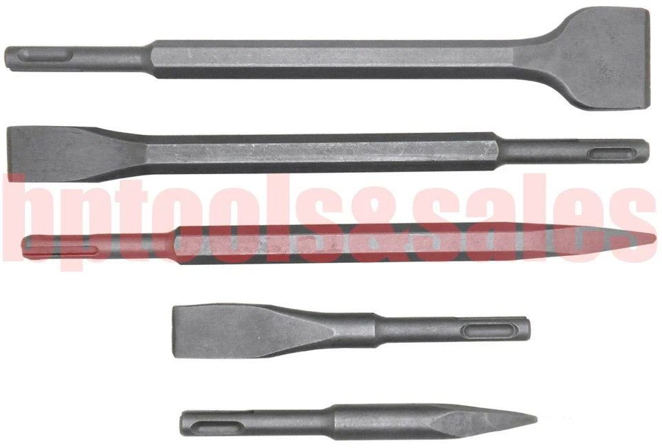 5pc ROTARY HAMMER DRILL SDS PLUS BITS CHISEL SET GROOVE CONCRETE POINT & FLAT
