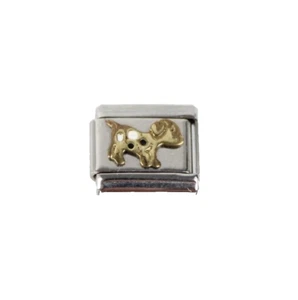DOG Stainless Steel Gold Enamel Stretch Chain Link Italian Charm - Picture 1 of 6