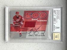 2001-02 BAP Signature 500 Goal Scorers Jersey Auto- Steve Yzerman /10🔥BGS 8/10