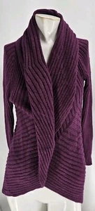 Alpaca Connection Women's Sweater Medium Purple Alpaca Wool Knit Ribbed Shawl... - Picture 1 of 8