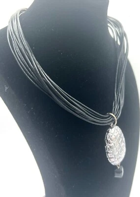 Collar Simon Sebbag Colgante Plata Esterlina Cuero Negro NL88/BSQ/BL Foto 1 de 3