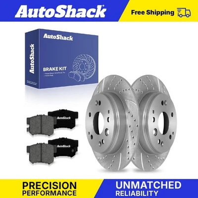 Rear Drilled Slotted Brake Rotors Premium Ceramic Pads for Honda Element Foto 1 de 4