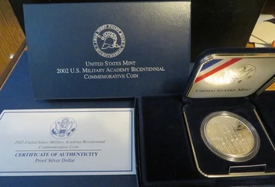 2002 P US Military Academy Bi-Centennial $1 Dollar Commem Proof Coin w/Box&COA - Image 1 of 2