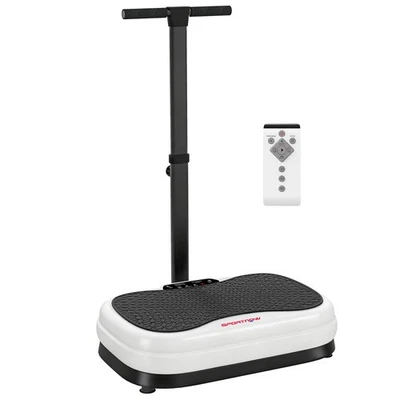 Vibration Plate Fitness Machine 50 Speed Levels Adjustable Handle Black White - Image 1 of 4