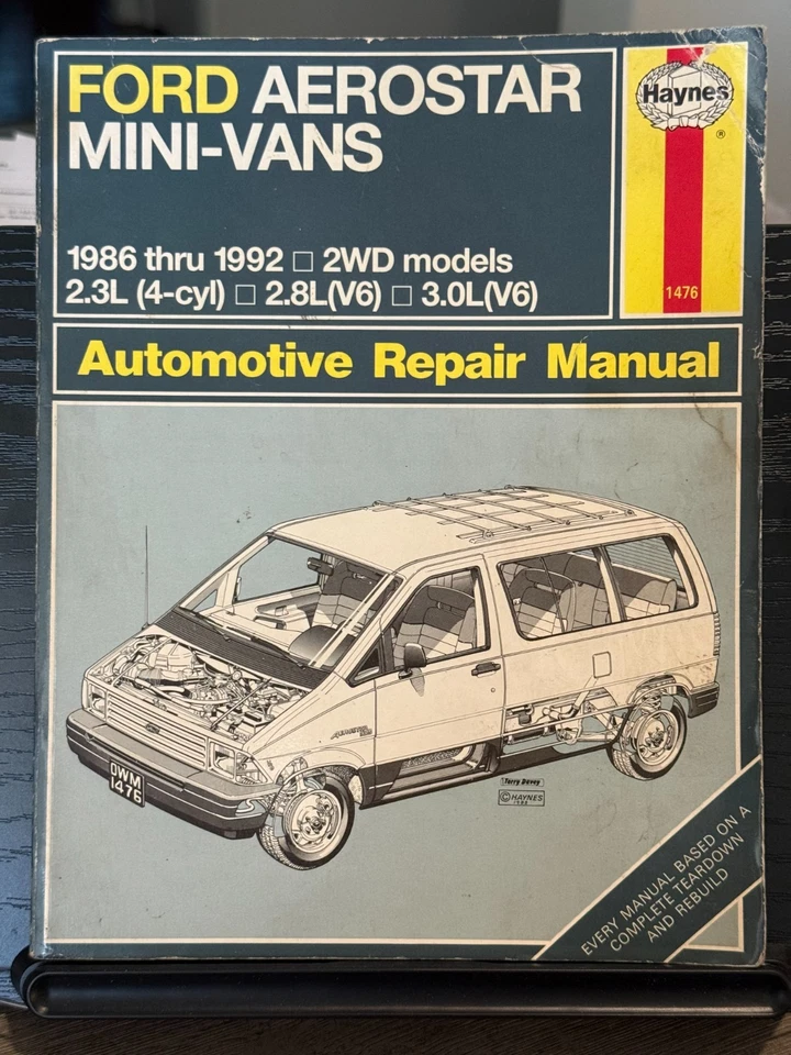 Minifurgonetas Haynes Ford Aerostar 1986-1992 modelos 2x2 4 cilindros 6 cilindros manual de reparación 1476 Foto 1 de 1