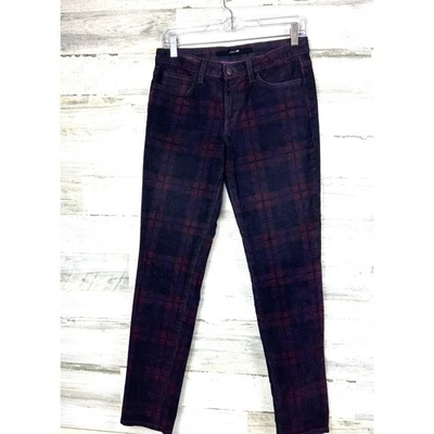 Joe’s Womens 27 Burgundy Midnight Port Plaid Corduroy The Skinny Fit Pants - Image 1 of 4