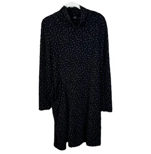 Lisa Bayne Gabrielle Dress Sz Small Black Gray Long Sleeve Cowl Neck Lagenlook - Picture 1 of 8