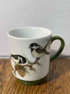 Bareuther Waldsassen Bavaria Germany Chickadees Coffee Mug Hand Painted Rare - Picture 1 of 9