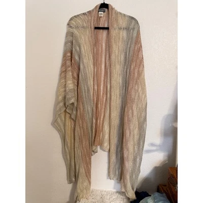 Accessory St Open Knit Cardigan Shawl Wrap Cover Up One Size Neutral - Image 1 of 3