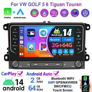 Für VW GOLF 5 6 Passat Touran Tiguan Autoradio Android 14 CarPlay GPS Navi RDS - Bild 1 von 15