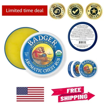 Frotamiento de pecho orgánico calmante - eucalipto, menta y romero, esencial familiar de 2 oz Foto 1 de 4