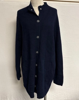 Cárdigan de punto azul marino XXL Lafayette 148 para mujer suéter cierre de botones a presión nuevo con etiquetas Foto 1 de 4