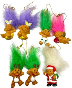 Vintage 90’s Russ Troll Doll Holiday Earrings Lot Christmas Easter  - Picture 1 of 6
