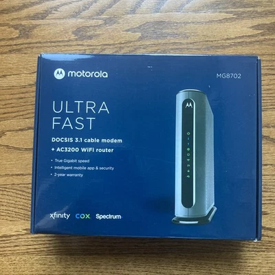Motorola MG8702 DOCSIS 3.1 Cable Modem with AC3200 Dual-Band Wi-Fi Router + BOX - Image 1 of 4