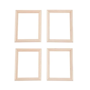 4pcs 1:12 Miniatures Wooden Plain Picture Frame Dollhouse Accessories 2.9"x2.4" - Picture 1 of 7