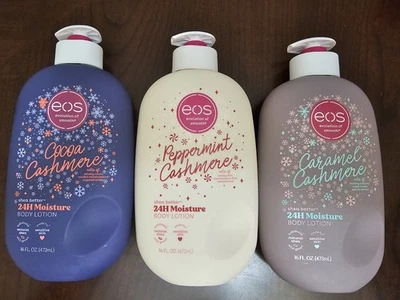 EOS Limited Holiday Lotion Peppermint Caramel Cocoa Cashmere Set Of 3 SHIP FAST - Image 1 of 2