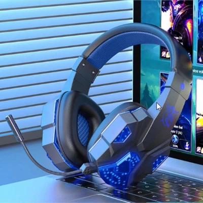 Gaming Headset with Mic and LED Light, Bluetooth 5.1, Clear Calls Headphones for - image 1 of 4