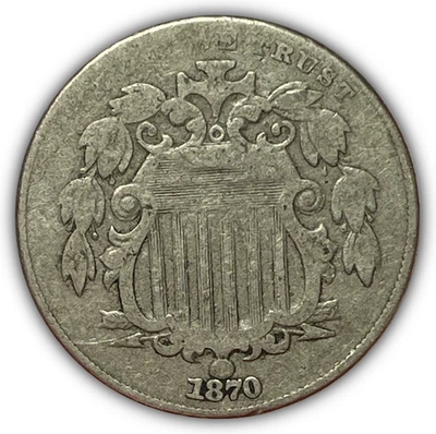 1870 Shield Nickel Fine F Coin #28175 - Image 1 of 3