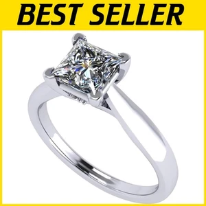 Eleganter 1,50ct Princess Cut CZ Ring mit Akzentstein - Verlobung Luxus - Bild 1 von 8