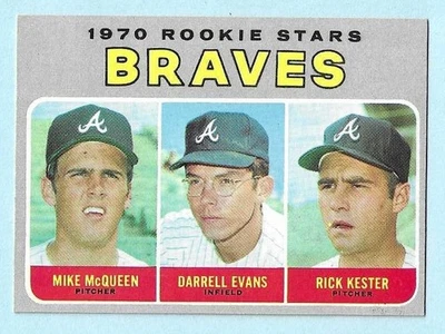 1970 Topps #621 Braves Rookie Stars McQueen, Evans & Kester Near Mint SETBREAK - Image 1 of 2