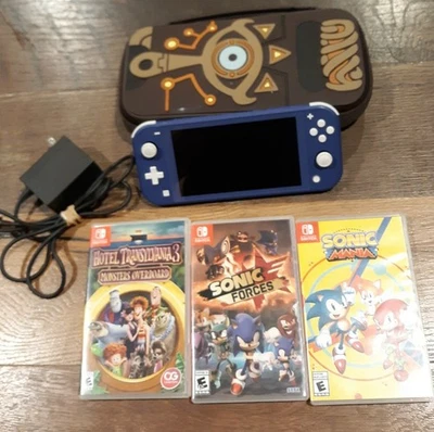 Paquete de consola Nintendo Switch Lite azul con estuche cargador juegos DGTL Stardew Val Foto 1 de 4