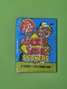 1986 TOPPS SNOTTY SIGN STICKER TRADING CARD WAX PACK UNGEÖFFNET - Bild 1 von 2