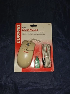 NEW Sealed Compaq optical scroll Mouse with USB to PS2 adapter connector - Image 1 of 4