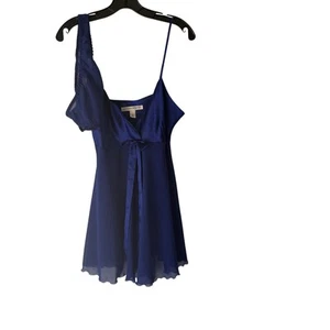 Victoria’s Secret Satin Babydoll Cami Blue M Y2K Lingerie Fairycore Coquette - Picture 1 of 11