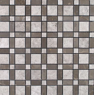 Tablero de cuadros mármol plateado con salpicadero de pared de piso de mosaico mármol granate oliva Foto 1 de 4