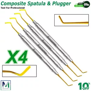 Set Of 4 Dental Composite Filling Instruments Spatula & Plugger Gold tip - Picture 1 of 4