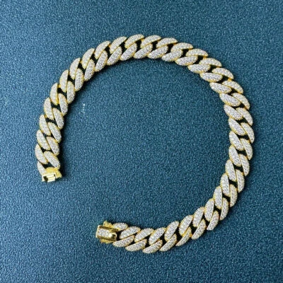Brazalete de Hip Hop de Circonita cúbica con cadena de eslabones cubanos Miami para hombre de plata 925 maciza Foto 1 de 4