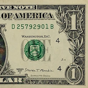 2017A D Block B Run Fancy Serial Number One Dollar D25792901B DC Split Run 38.4m - Picture 1 of 8