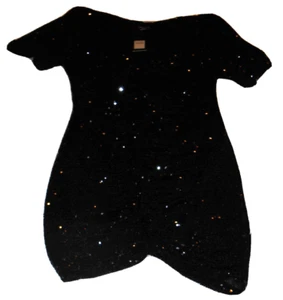 WINZIGES SCHWARZES GLITZER PAILLETTEN MATERIAL AUSGEFALLEN ELEGANTES KLEID DAMEN KLEID GRÖSSE XS 14 - Bild 1 von 3