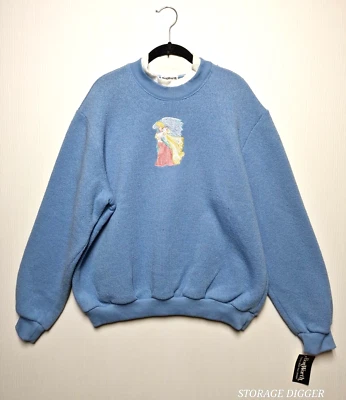 Suéter BonWorth Para Mujer Grande Azul Claro Bordado Ángel Cuello Simulado Pullover Foto 1 de 4