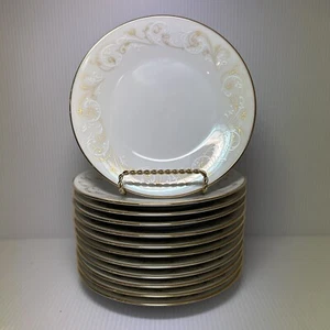 (12) VTG Noritake DUETTO #6610 Bread Plates, Gold White Scroll Gold Rim, RETIRED - Picture 1 of 14