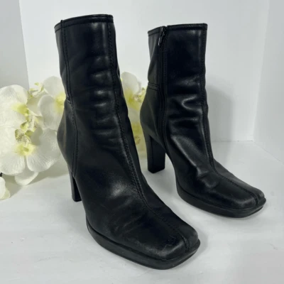 Botas de cuero negras Apostrophe Y2K para mujer talla 8 Foto 1 de 4