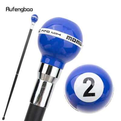 Blue White Number Two Ball Silver Cane Fashion Stick Gentleman Cosplay Cane 94cm - Image 1 of 4
