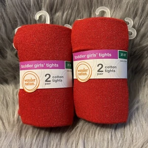 Wonder Nation Footed Tights Toddler Girls Size 3T-5T Sparkly Red & White Bundle - Picture 1 of 5