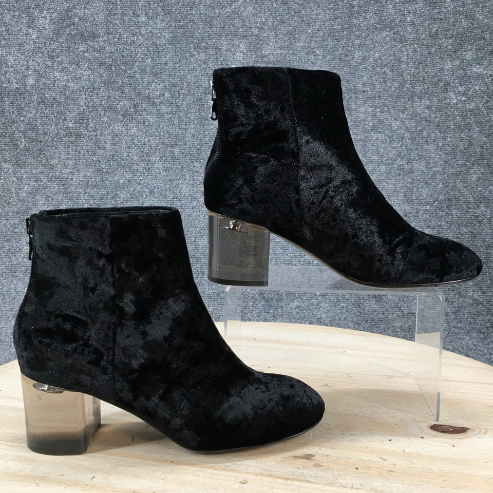 Botas Rag & Bone para mujer 37.5 Drea botines al tobillo tacón ancho cremallera terciopelo negro Foto 1 de 4