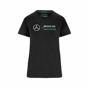 Mercedes Benz AMG Petronas F1 Women's Large Logo T-Shirt -Black/White - Picture 1 of 16