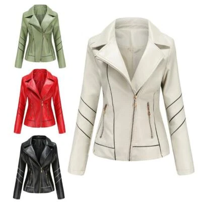 Women's thin leather jackets PU short coat motorcycle clothing new Tops - Image 1 of 4