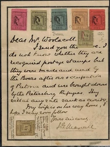 TRANSVAAL Pietersburg Souvenir Letter w/ Signed 1/2d-1s & Unsigned 1/2d Error - Picture 1 of 3