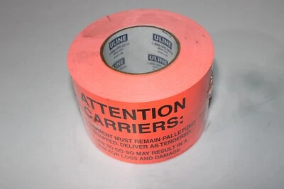 uline S-5360 4 X 6" ATTENTION CARRIERS (FLUORESCENT ORANGE/BLACK) 500pc LABELS - Image 1 of 2