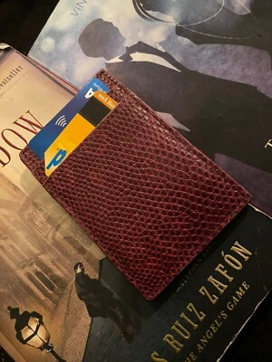 J.CREW Frm ITALY HANDMADE LEATHER SLIM MAROON OXBLOOD CARD Wallet RARE LUX - Image 1 of 4