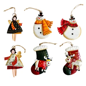 Metal Snowmen Decor Christmas Tree Ornaments Hanging Christmas Decorations - Picture 1 of 8
