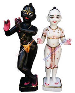 18 Inch Marble Iskon Radha Krishna eskon murti moorti Idols Hindu God Statue - Picture 1 of 4