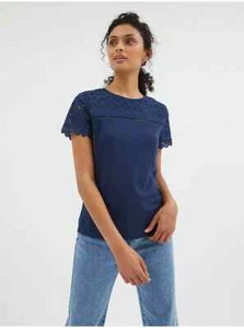 Navy Floral Embroidered Top SIZE UK 8 EU 36 G2 - Picture 1 of 2